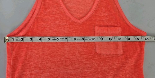 Athleta Burnout Tank Top XXS Cotton Blend Neon Orange V Neck Lightweight Pocket - Picture 10 of 10