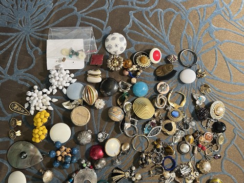 Vintage Lotto Di Orecchini Solitari Gioielli Da Restaurare Per Creazioni Diverse - Foto 2 di 17