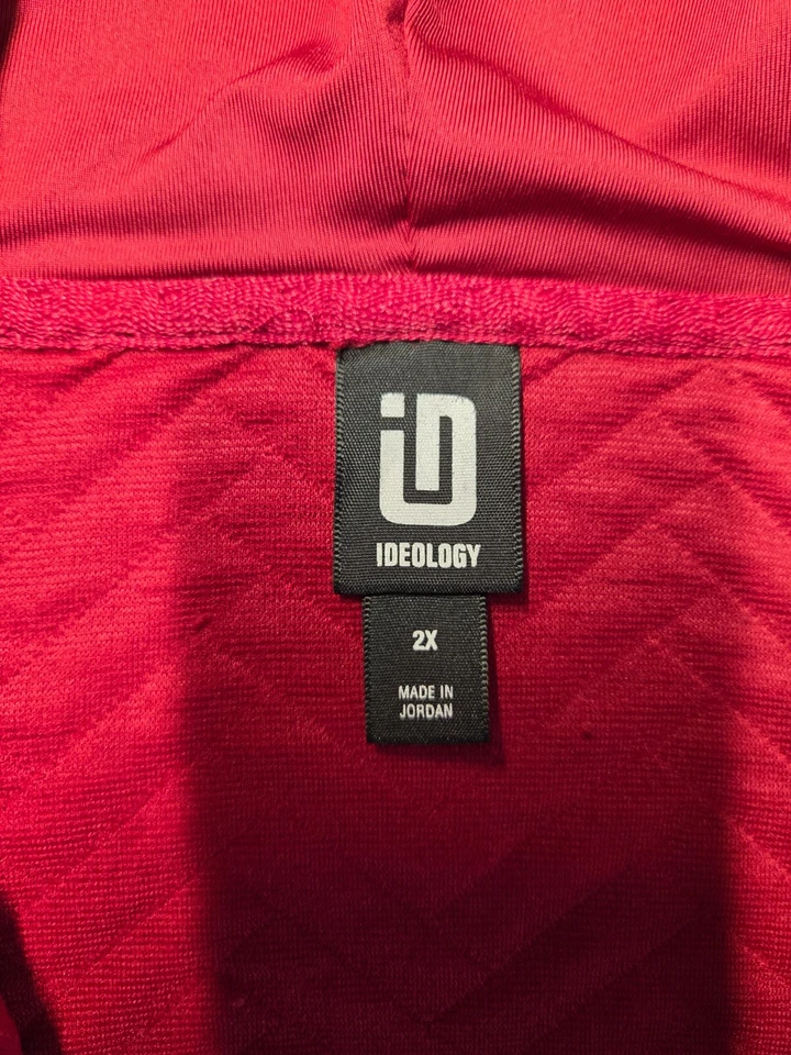 IDEOLOGY Sudadera con Capucha Acolchada Talla 2X Mujer Rojo Pullover Canguro Bolsillo Media Cremallera Camisa Foto 4 de 4