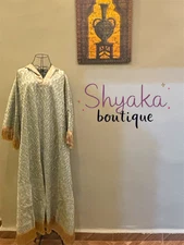 Luxury Moroccan Embroidered Abaya – long sleeve-gold fringe-one size-arab dress