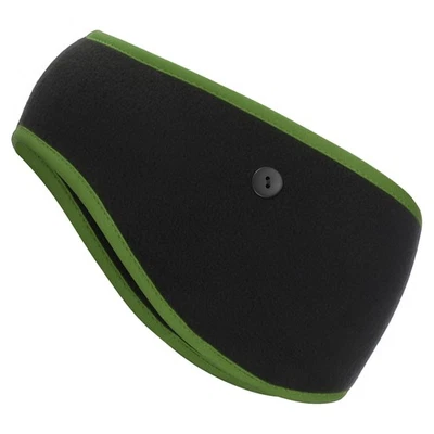 Bandeau chauffant pour oreilles hiver extensible avec boutons noir et vert foncé - Photo 1/4