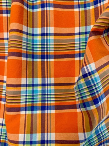 Ralph Lauren Boy's Orange Blue Plaid Button Up Shirt Size Small 8 - Picture 6 of 7