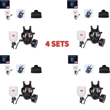 4 Sets of Gas Mask Face Respirator CBRN Mask Military NBC Filter Bottle / Hose