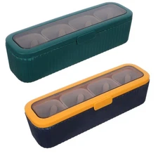 2 Pcs Plastic Sealed Kitchen Spice Jar Organizer With 4 Compartments And Spoons