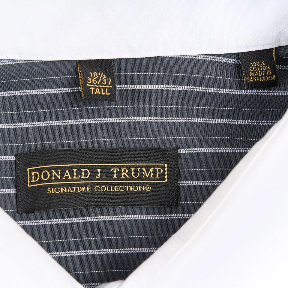 Camisa de vestir Donald J Trump 18,5 36/37 alta gris a rayas puño francés Foto 2 de 4