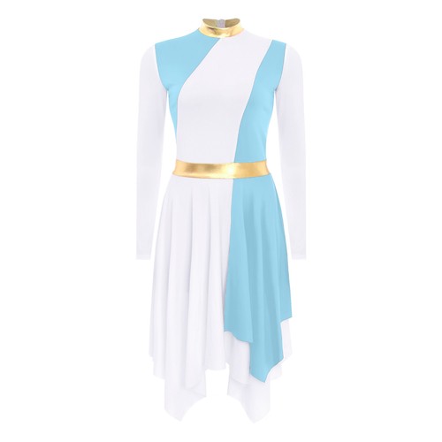 Women Metallic Color Block Praise Dance Dress Worship Liturgical Tunic Dancewear - Bild 58 von 83
