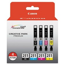Canon 6513B004 CLI-251 - Ink- 9 mL- Black- Cyan- Magenta- Yellow- 4-Pack