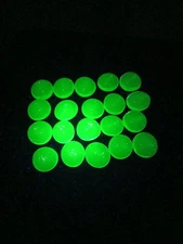 Uranium Drop Marbles Flat Marbles 16mm Glow UV Reactive Lot Of 20 Marbles