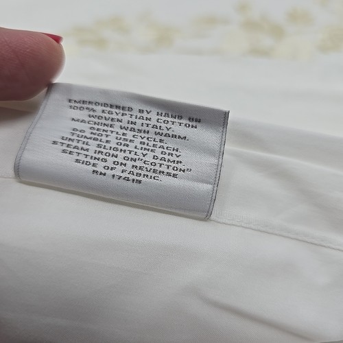 SFERRA Queen Flat Sheet & 2 Pillowcases Percale With Floral Embroidery - Picture 8 of 8