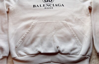 Balenciaga Mode White Hoodie Sweatshirt MILD USED Light