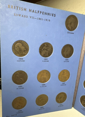 WHITMAN GREAT BRITAIN FOLDER 9679 mezzo penny completo 1902-1936 EDWARD VII - Foto 2 di 5