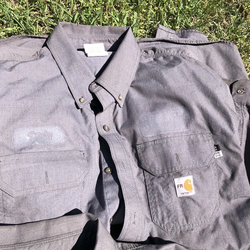 Lot (x3) Carhartt Shirt Mens X-Large XL Blue FR Fire Resistant Button Up Work - Picture 11 of 15