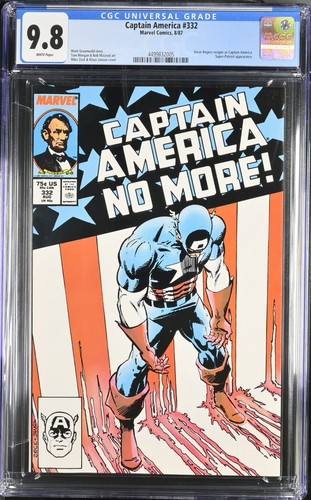 CAPTAIN AMERICA #332 CGC 9.8 WP NM/M MARVEL 1987 STEVE ROGERS RESIGNS KEY 🔥 - Picture 1 of 2