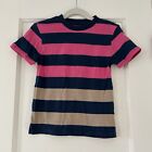 EUC Nordstrom Boys Size 4 Pink Blue Beige Striped Short Sleeve Cotton T-Shirt
