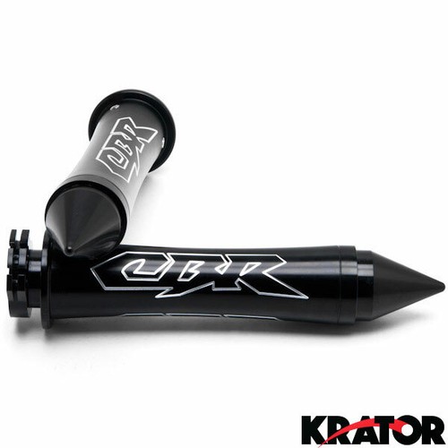 Custom Black SPIKED Logo ENGRAVED GRIPS for Honda CBR Aluminum Spike bar ends - Picture 3 of 4