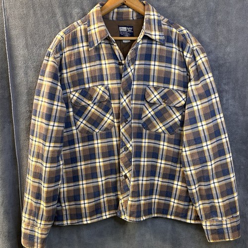 VTG JC Penney Plaid Quilted Long Sleeve Flannel Shirt Jacket Shacket Large
