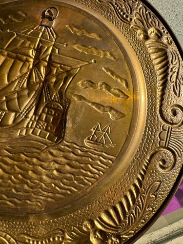 Vintage Linton Pressed Stamped Metal Tin Plate – Nautical Ship Design – Made in - Picture 3 of 8