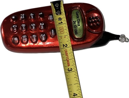 VINTAGE BLOWN GLASS RED MILLENNIAL CELL PHONE ORNAMENT TEXT SANTA - Picture 9 of 9