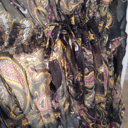 Sunflower Womens Handkerchief Top Size Free Black Paisley Sheer Chiffon Belt EUC - Picture 3 of 11