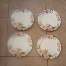 NEW S/4 HTF Pottery Barn Flora Floral Easter Spring watercolor Dinner Plates 