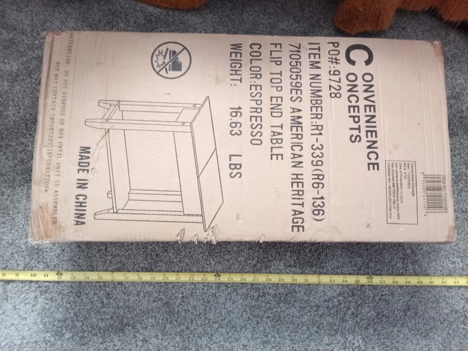 Convenience Concepts American Heritage Flip Top End Table- Mahogany Wood Finish - Image 4 of 4