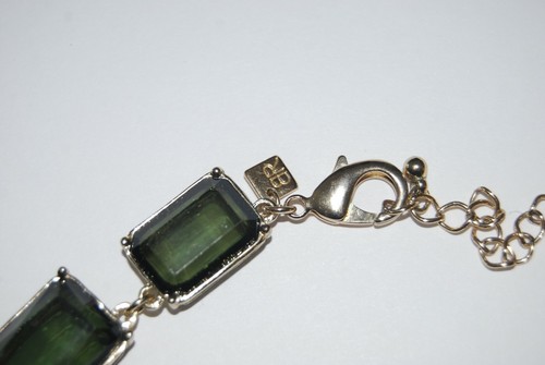 BANANA REPUBLIC DARK GREEN ACRYLIC STONES ON GOLDEN METAL BAROQUE STYLE NECKLACE - Picture 11 of 12