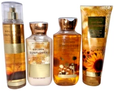 Bath & Body Works 4 Pc GOLDEN SUNFLOWER Mist Gel Lotion Cream  -  FREE SHIPPING