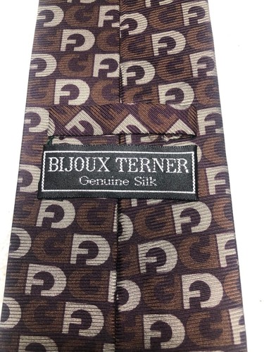 BIJOUX TERNER MENS TIE BROWN WITH GRAY 4 X 61 - Picture 4 of 4