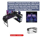 Versatile Black L-Shaped Desk - 100x70 cm with Adjustable Shelves & Stability