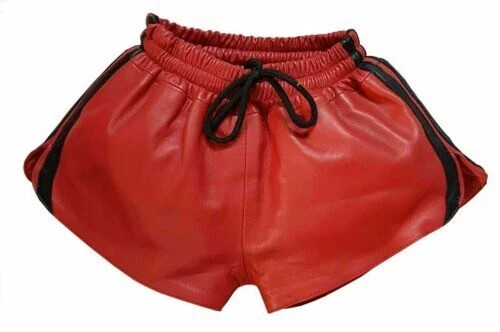 Hombres Corto Rayas Rojas Laterales Negro Hecho a Mano Cuero de Cordero Genuino Suave Causal - Imagen 1 de 5