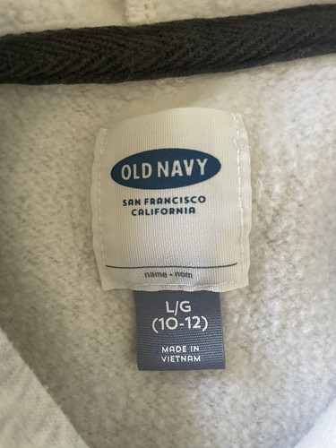 Boys Old Navy Hoodie Sz L (10-12) Light Gray Pullover Sweatshirt Shark Graphic - Picture 3 of 9