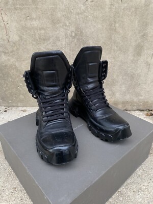 45731★リックオウエンス スニーカーブーツ 42 tractor dunk Pre-owned Rick Owens Tractor Dunk Boots In Black | ModeSens