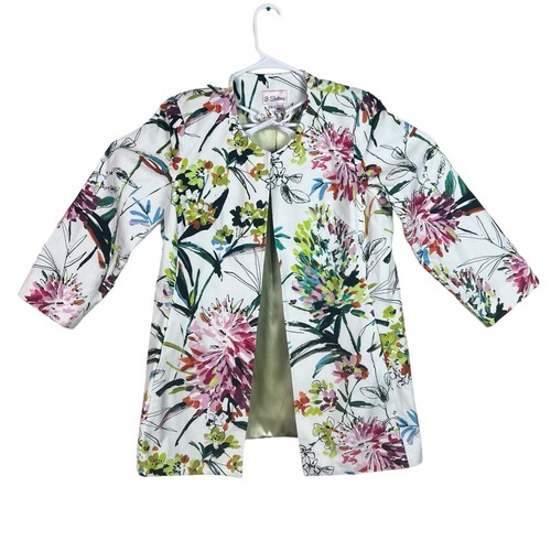 3 Sisters Blazer Jacket Long Sleeve Floral Print Front Pockets Size Large