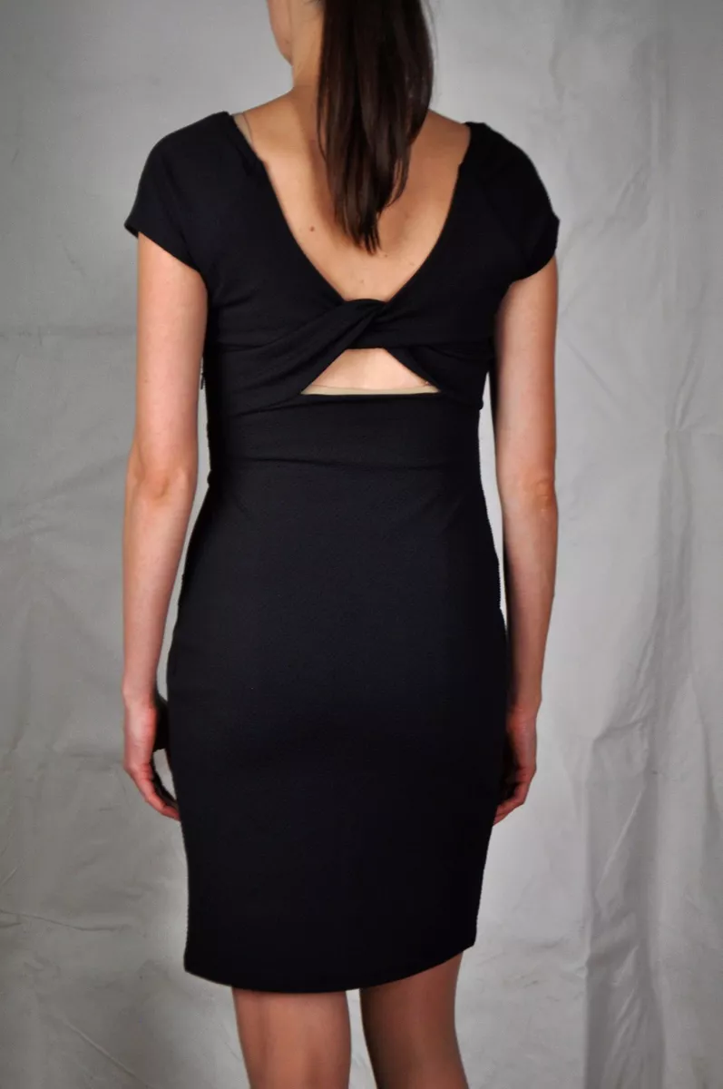 MICHAEL Kors Size XS Stretch Navy Blue Dress Peep Back Form