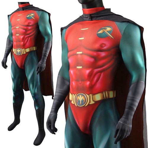 Cosplay Titans Batman Nightwing Robin Jumpsuit Cape Adult Kids Bodysuits Zentai - Picture 8 of 12