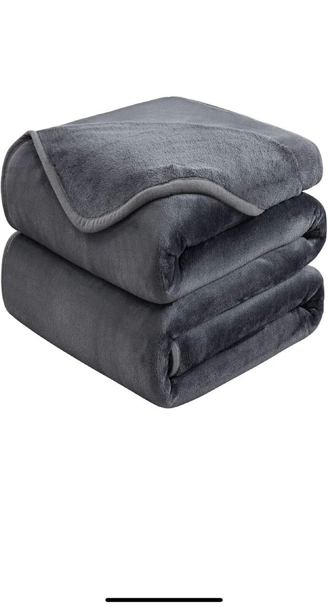 Hozy Microplush Thermal Fleece Queen Size Blanket Dark Grey 90 x 90 eBay