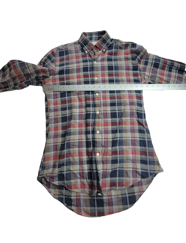 Ledbury Men's Sz M/15.5 Red Plaid Long Sleeve Button-Down Tailored Fit Shirt - Picture 2 of 9