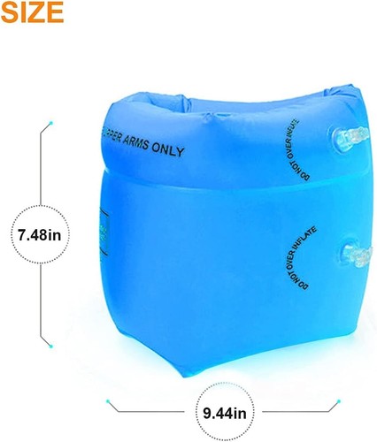 Floaties Inflatable Swim Rollup Arm Bands Rings Floats Tube (4 PACK) Blue & Pink - Picture 3 of 5