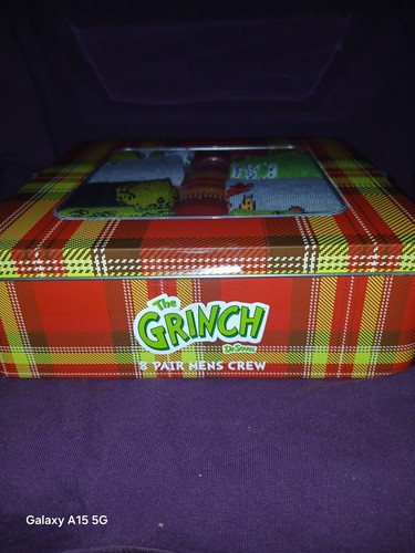 Dr. Seuss The Grinch Mens Crew Socks 8 Pair And Gift Tin Christmas Holiday NWT - Picture 2 of 5
