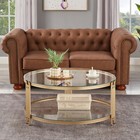 36 Inch Round Modern Glass Top Coffee Table for Living Room, Office