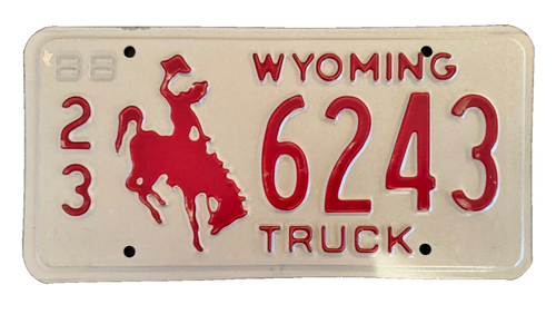 1988 Wyoming Cowboy Pferd American Metal Truck Nummernschild Nummernschild 6243