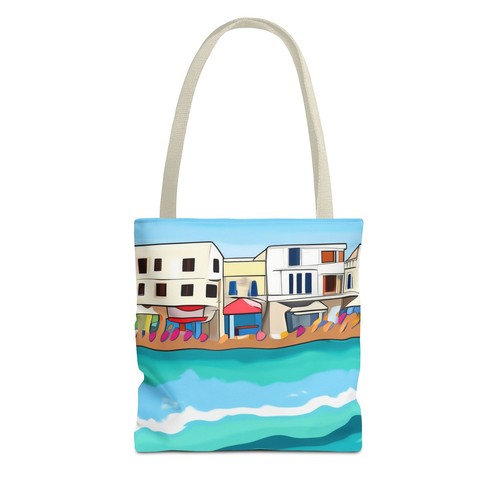 New Colorful Beachtown Tote, Summer Bag, Vacation Essential, Coastal Art Tote - Picture 10 of 21