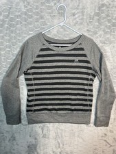 ADIDAS CLIMACOOL- LONG SLEEVE SHIRT - YOUTH Medium 14/16- GRAY & Black Stripes