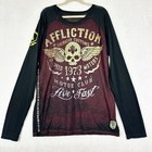 <!--F#f_0-->Affliction American Customs Burnout Tee Shirt Size XXL Skull Jesse Pinkman Y2K<!--F/-->
