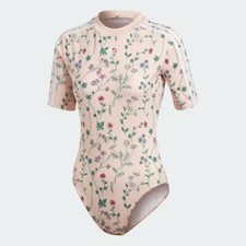 Adidas Womens Bodysuit Floral Pink Short Sleeve SS XS Body Suit DN9104 T Shirt