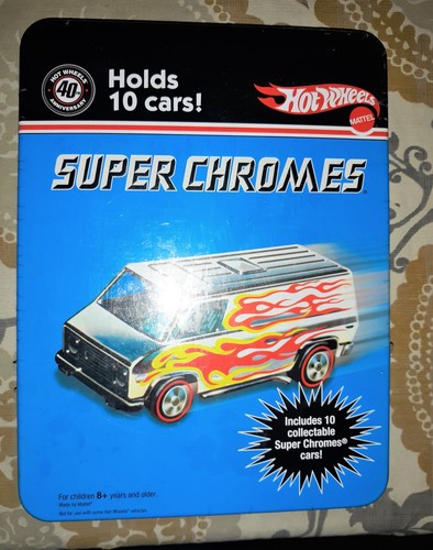 Hot Wheels Super Chromes 10 Car Set 40TH Anniversary Car Tin Brand New Sealed - Picture 3 of 3