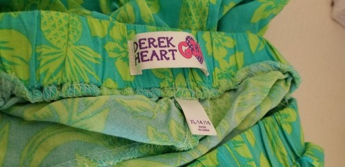 Cute DEREK HEART Girl Size XL 14/16 Pull on Pants Rayon Tropical Print w/pockets - Picture 11 of 12