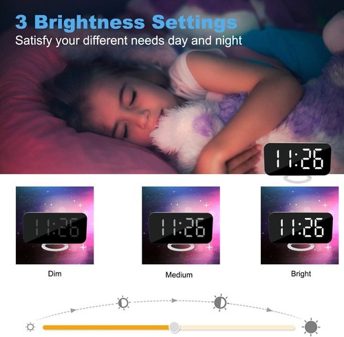 Hot Digital Alarm Clock LED Mirror Display Dual USB Charger Port Clocks - Picture 18 of 25