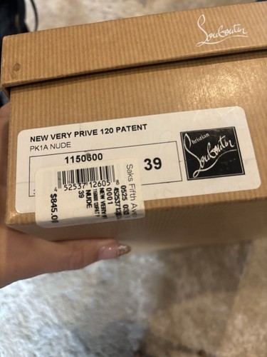 CHRISTIAN LOUBOUTIN NEW VERY PRIVE 120 PATENT NUDE 39 - Picture 3 of 3