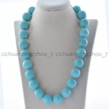 Huge 20mm Natural Blue Turquoise Gemstone Round Ball Beads Necklace 14-36 inch